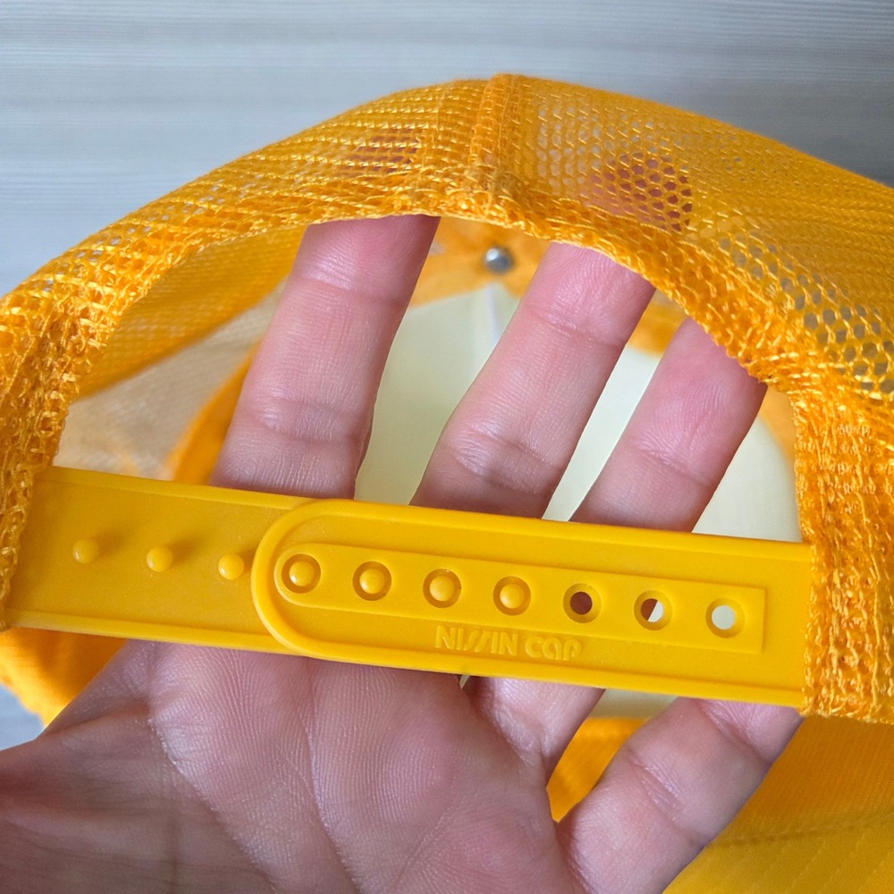 Vtg Nissin Trucker Hat Foam Cap Good Life Mesa Arizona Yellow White Mesh Retro - Picture 10 of 12
